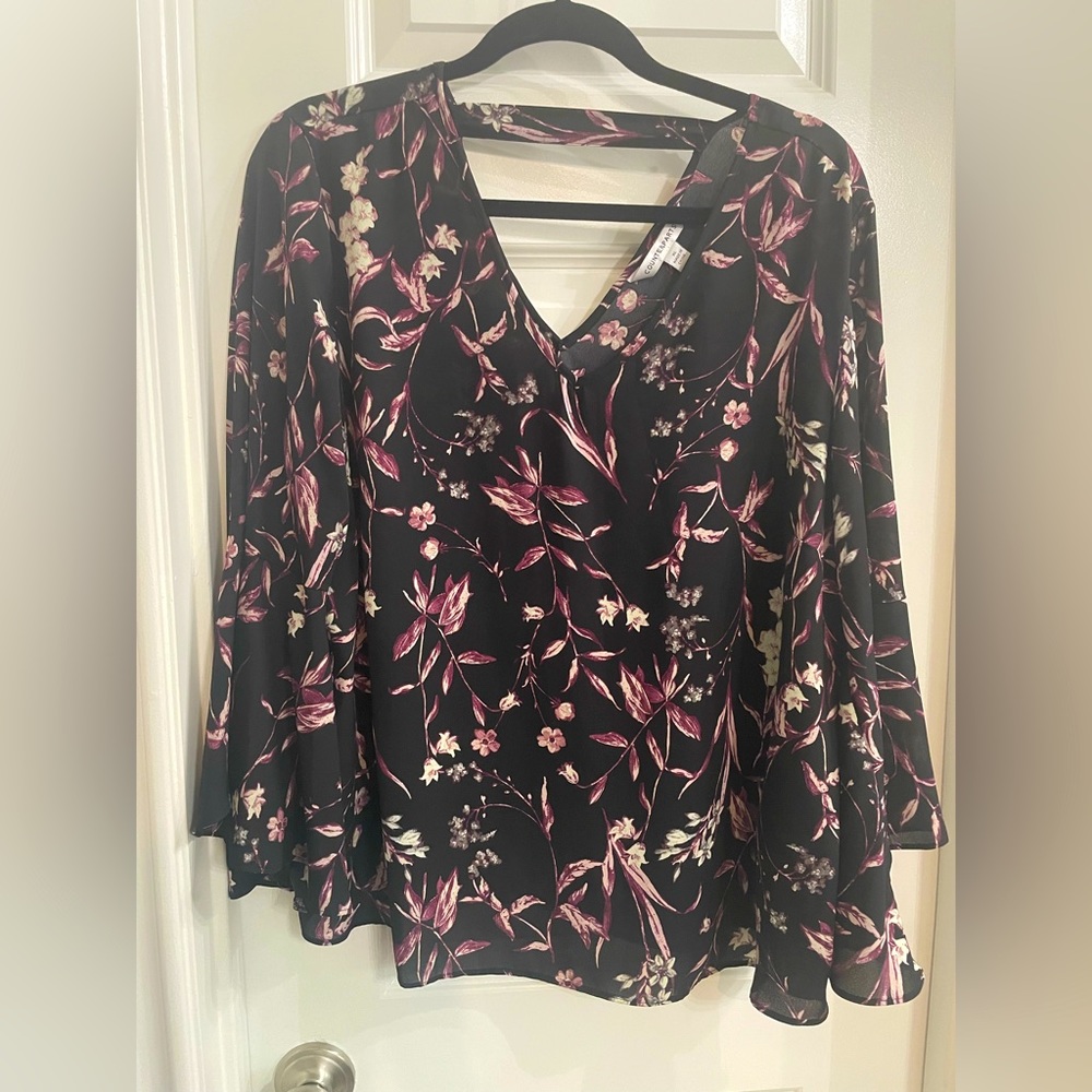 Boho Black Print Top | XL